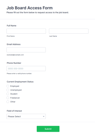Job Board Access Form Template