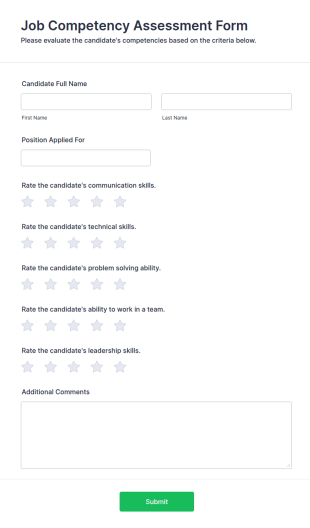 Job Competency Assessment Form Template