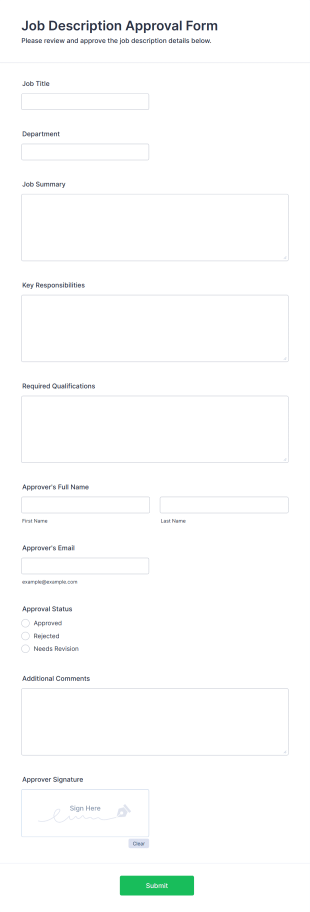 Job Description Approval Form Form Template
