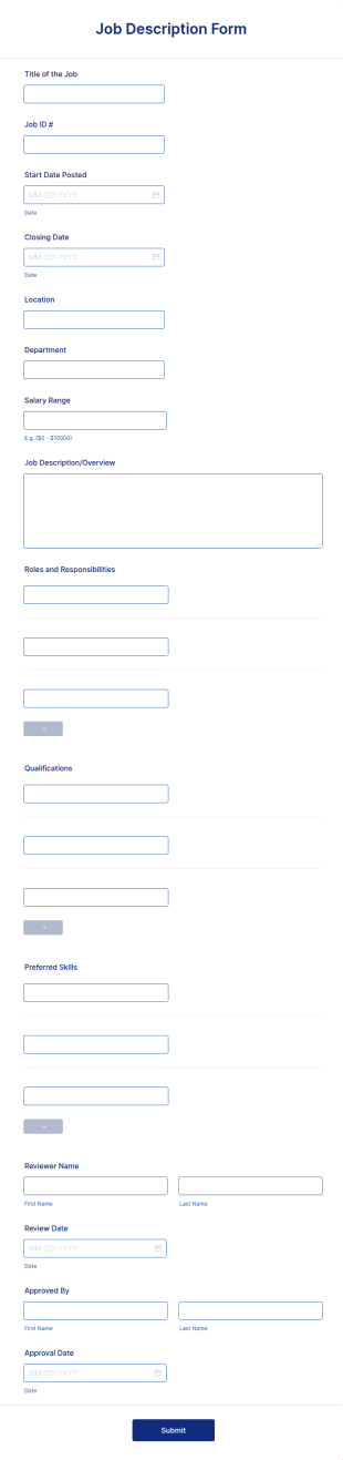 Job Description Form Template