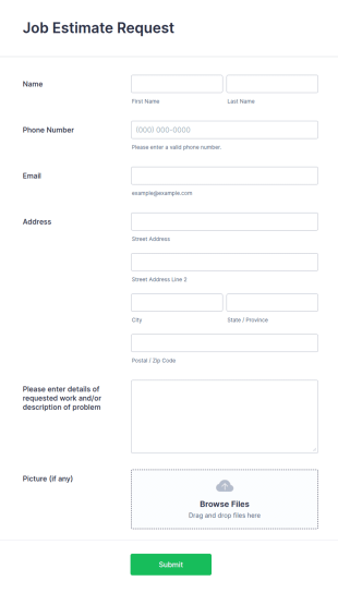Job Estimate Request Form Template