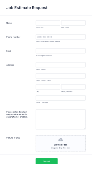 Job Estimate Request Form Template