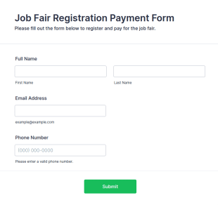 Job Fair Registration Payment Form Template