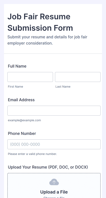Job Fair Resume Submission Form Template | Jotform