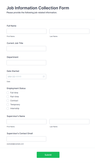 Job Information Collection Form Form Template