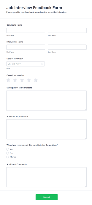 Job Interview Feedback Form Template