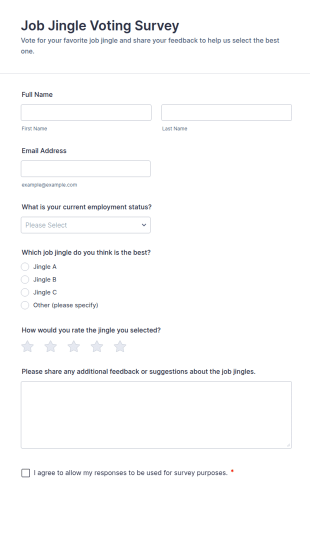 Job Jingle Voting Survey Form Template