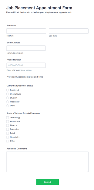 Job Placement Appointment Form Template