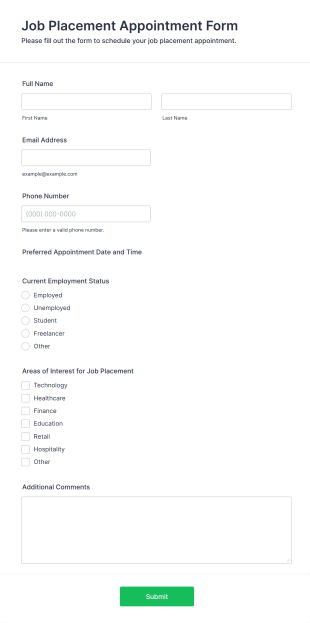Job Placement Appointment Form Template