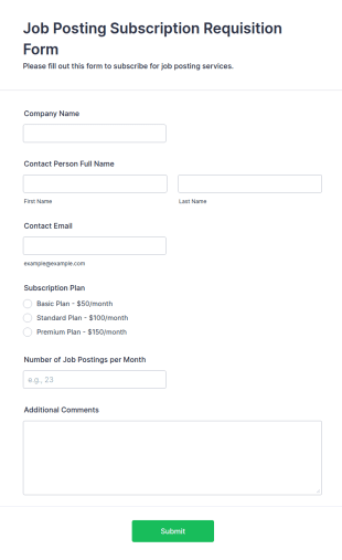 Job Posting Subscription Requisition Form Template
