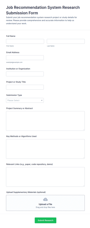 Job Recommendation Research Submission Form Template