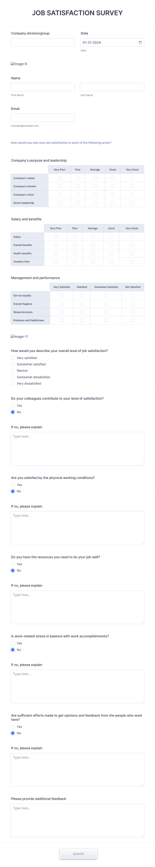 Job Satisfaction Survey Form Template
