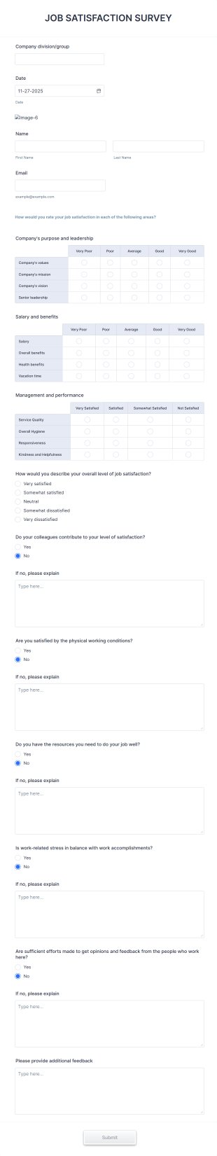 Job Satisfaction Survey Form Template