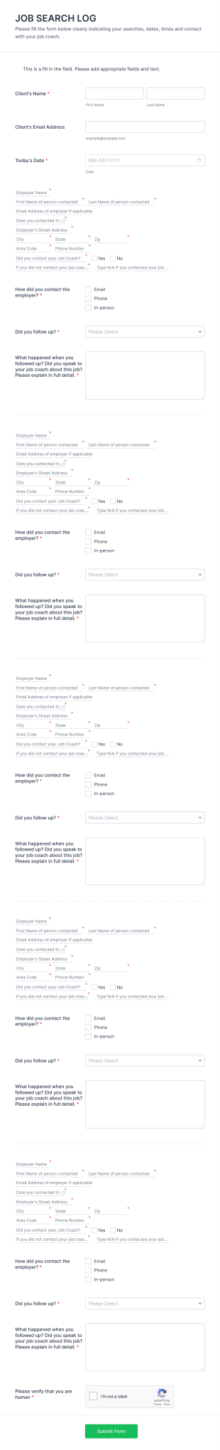 Job Search Log Form Template