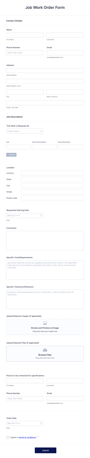 Job Work Order Form Template