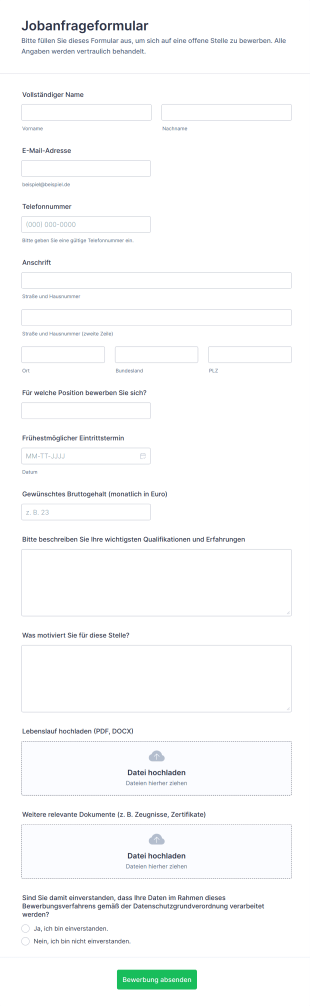 Jobanfrageformular