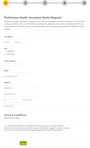 John Rachal Insurance Health Insurance Intake Form Template