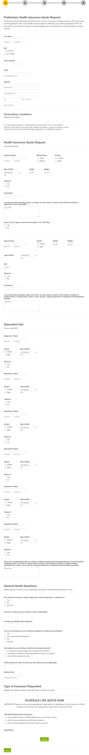John Rachal Insurance Health Insurance Intake Form Template