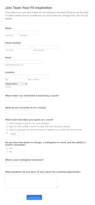 Join My Team Form Template