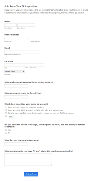 Join My Team Form Template