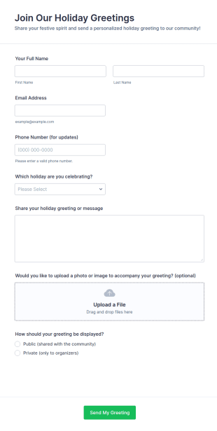 Join Our Holiday Greetings Form Template