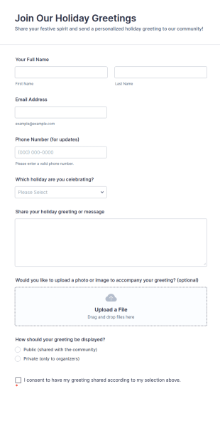 Join Our Holiday Greetings Form Template