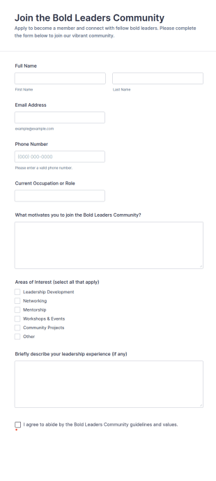 Join The Bold Leaders Community Form Template