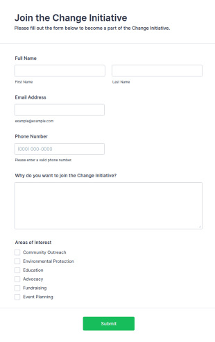 Join The Change Initiative Form Template