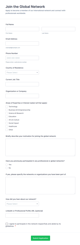 Join The Global Network Form Template