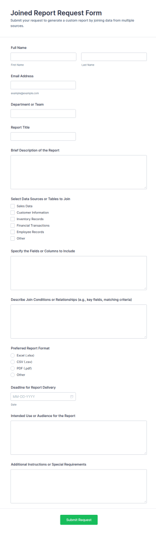 Joined Report Request Form Template