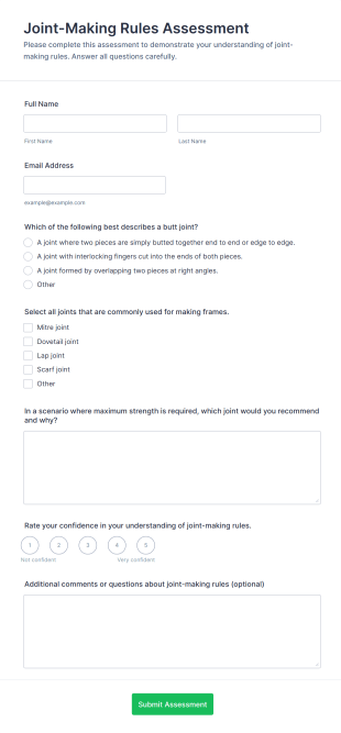Joint Making Rules Assessment Form Template