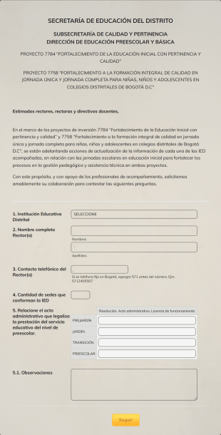 Jornadas Escolares En Educación Inicial Form Template