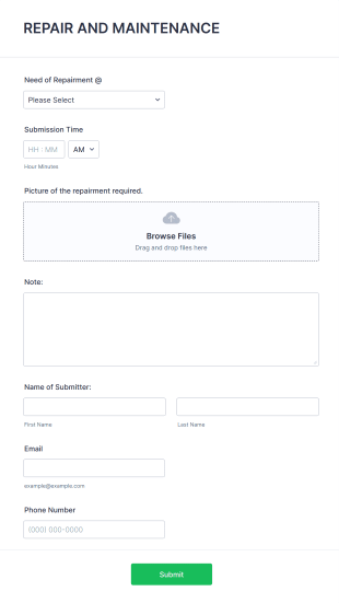 Hostel Repair And Maintenance Form Template