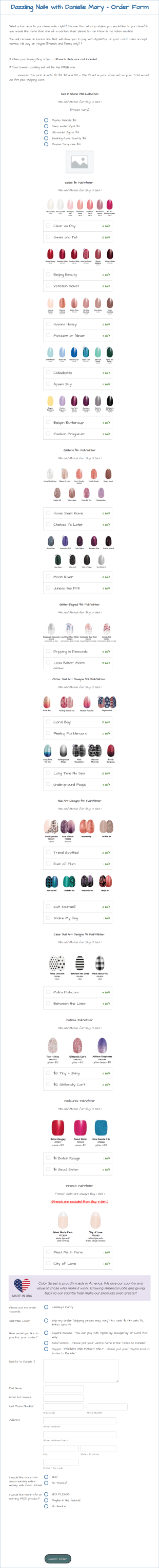 Color Street Order Form Danielle Mary Form Template