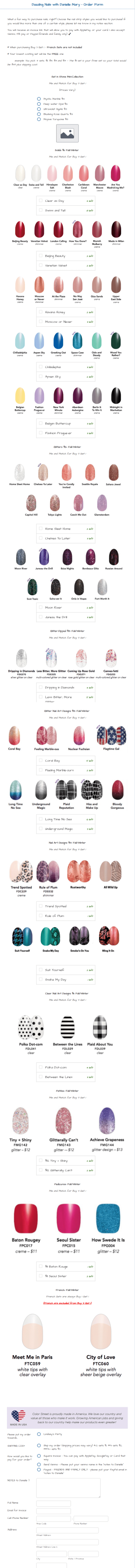 Color Street Order Form Danielle Mary