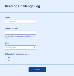 Jotform Reading Challenge Log Form Template