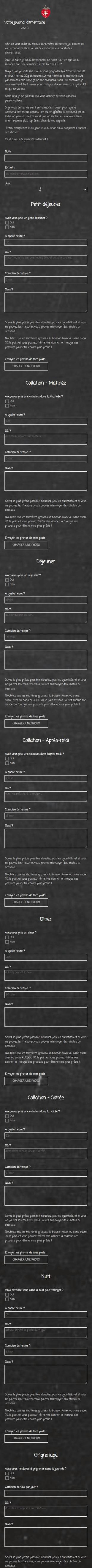 Journal Alimentaire Sur Une Semaine