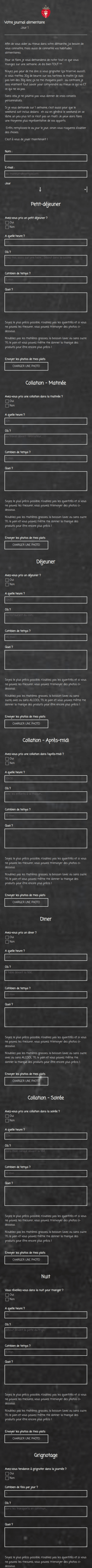 Journal Alimentaire Sur Une Semaine
