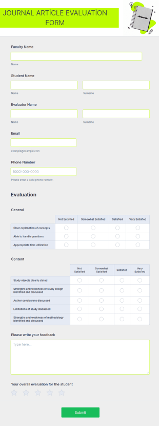 Journal Article Evaluation Form Template