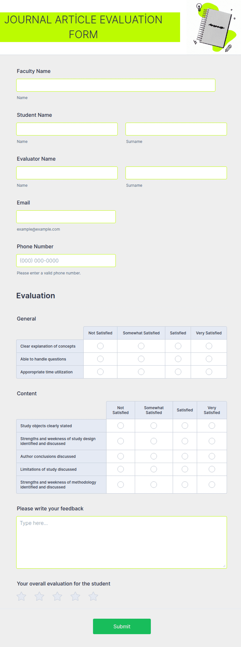 Journal Valution Journal Article Evaluation Form Template | Jotform