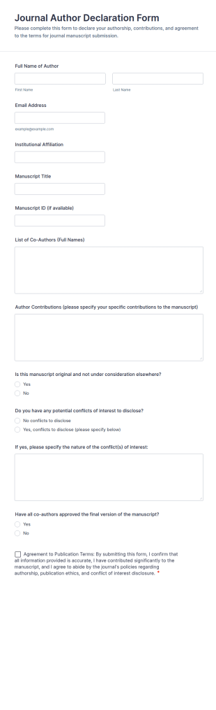 Journal Author Declaration Form Template