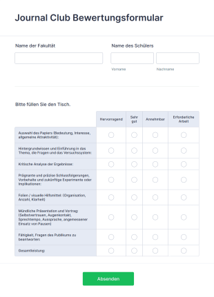 Journal Club Bewertungsformular Form Template
