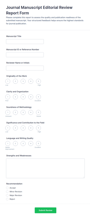 Journal Manuscript Editorial Review Report Form Template