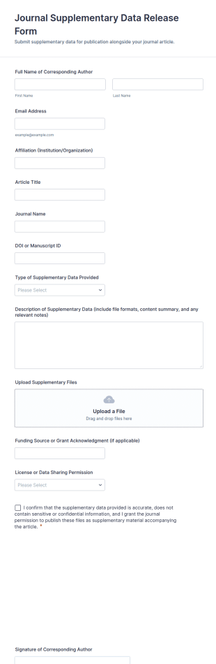 Journal Supplementary Data Release Form Template