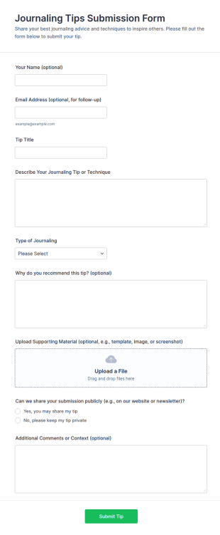 Journaling Tips Submission Form Template
