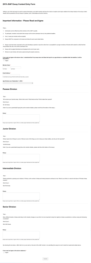 JSAF Essay Contest Form Template