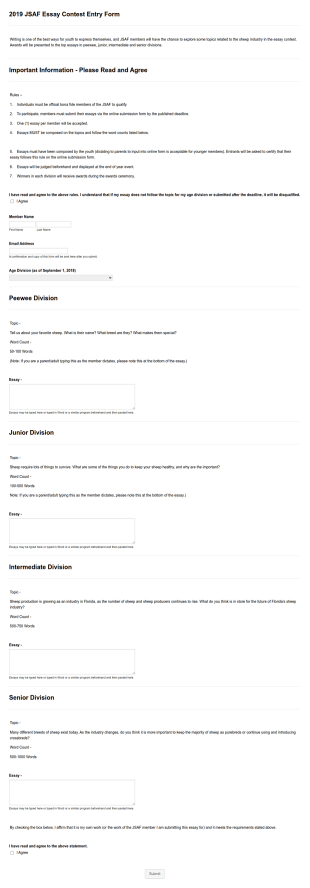 JSAF Essay Contest Form Template