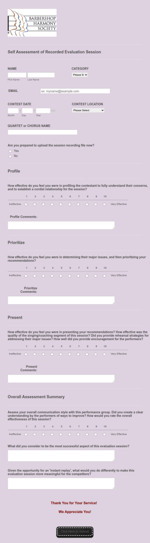 Self Assessment Form Template