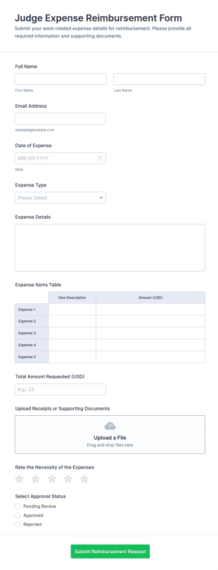Judge Expense Reimbursement Form Template