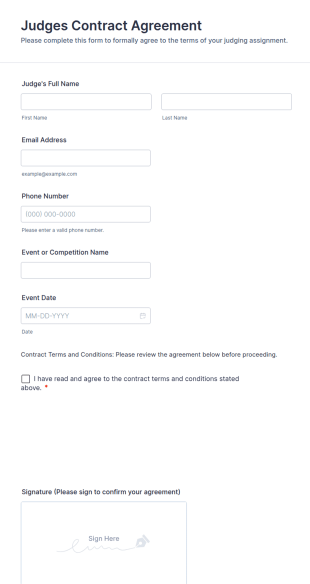 Judges Contract Agreement Form Template